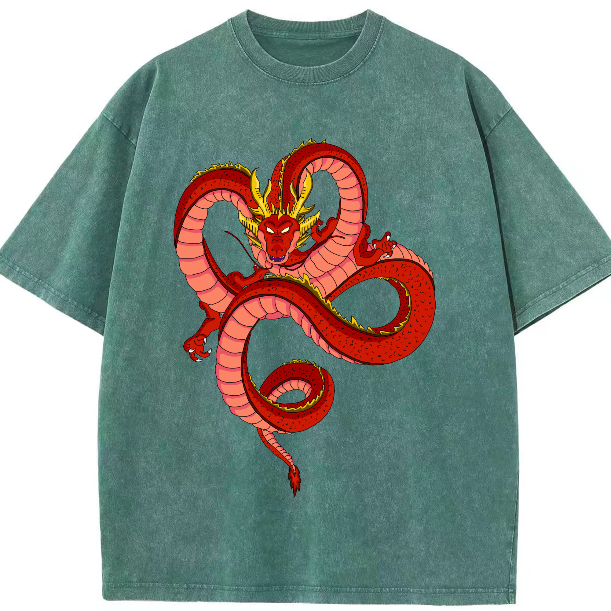 （画像用） ドラゴンボール 神龍 シェンロン DRAGON BALL Shenron 綿100% ヴィンテージ風 半袖Tシャツ（フロントプリント）